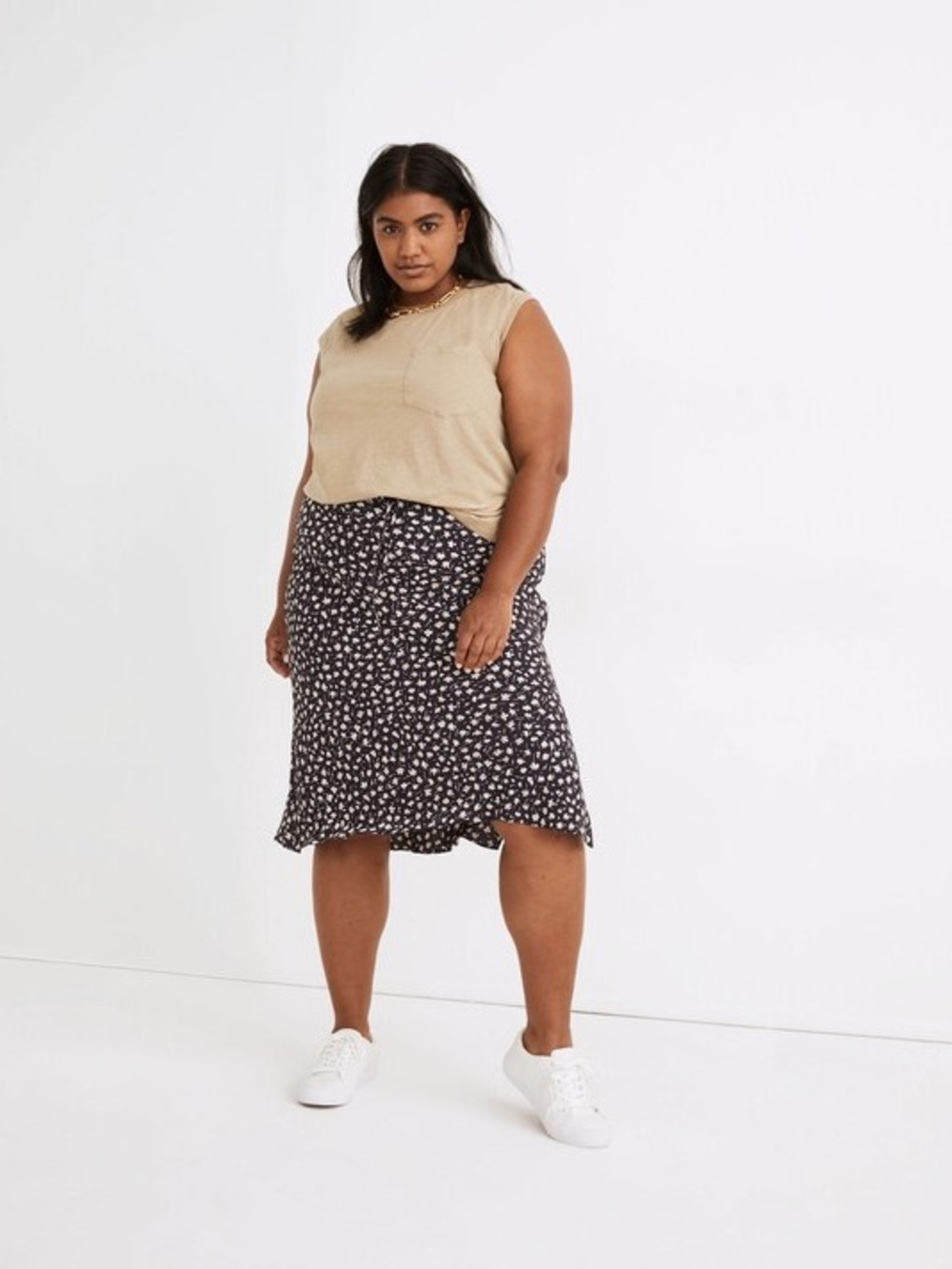 Madewell Drawstring Midi Slip Skirt Sweet Floral 18W